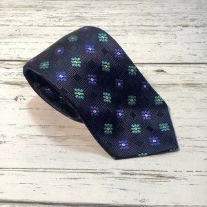 Holland and Sherry 100% Silk Tie Blue Floral USA